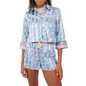 Free People Intimately Pillow Talk Lavender Combo Satin PJ Short Set